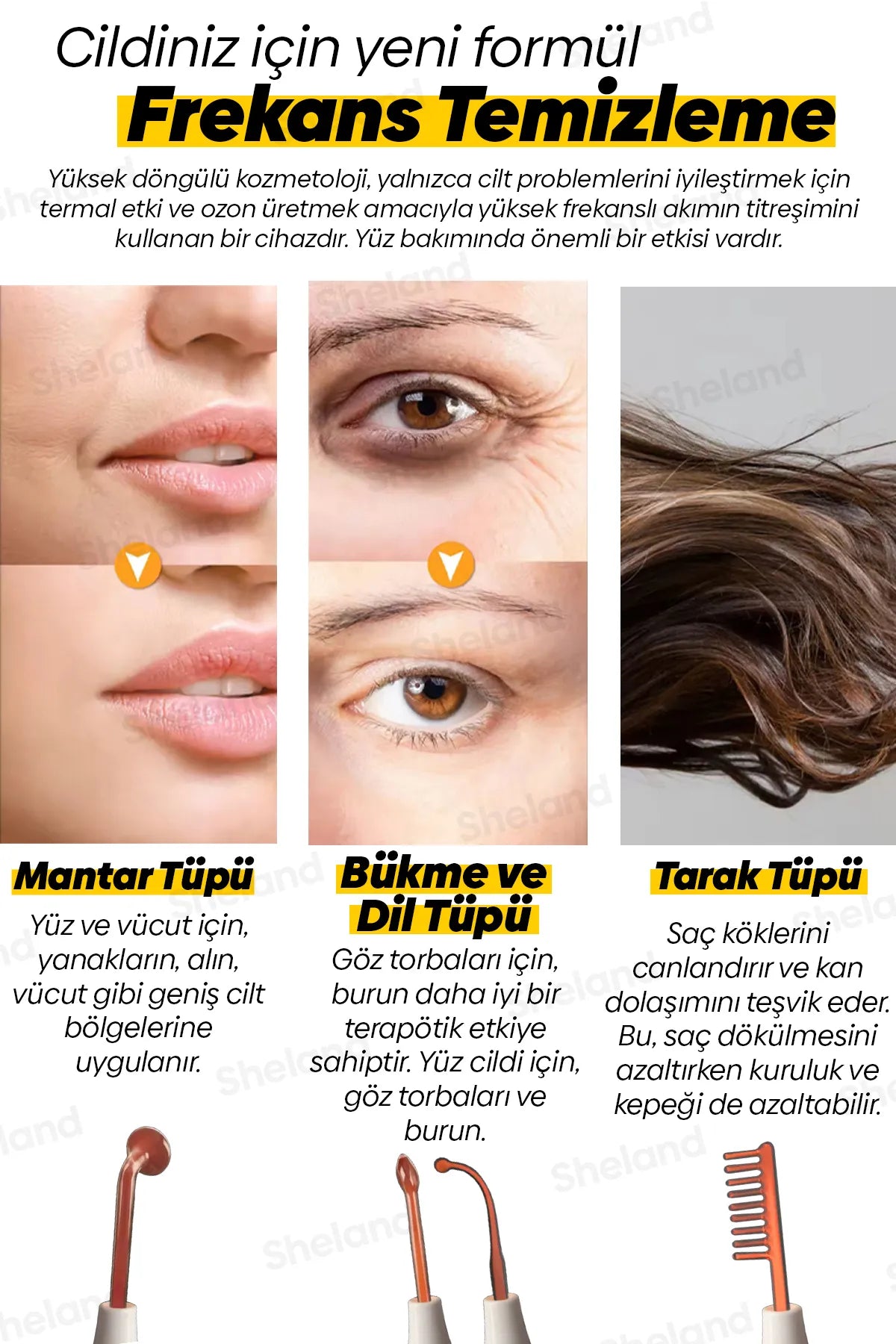 Lucilema Yüksek Frekans Cilt Temizleyici ve Bakım Cihazı 4 başlıklı